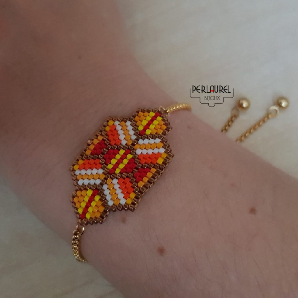 Bracelet de cheville Haryana - Perles miyuki jaune fluo - Chaîne serpent - Argent 925