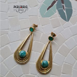 Boucles d'oreilles gouttes en amazonite zébrée