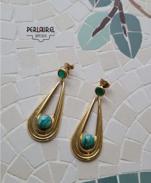 Boucles d'oreilles gouttes en amazonite zébrée