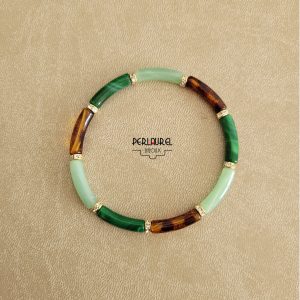 Bracelet perles tubes marbré