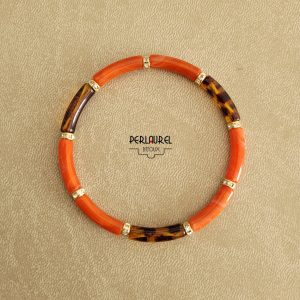 Bracelet perles tubes terracotta