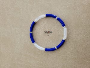Bracelet perles tubes bleu foncé