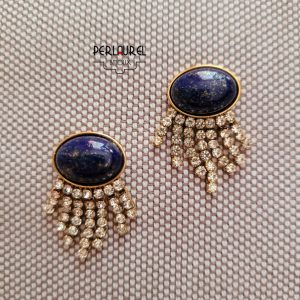 Boucles d'oreilles franges strass lapis lazuli